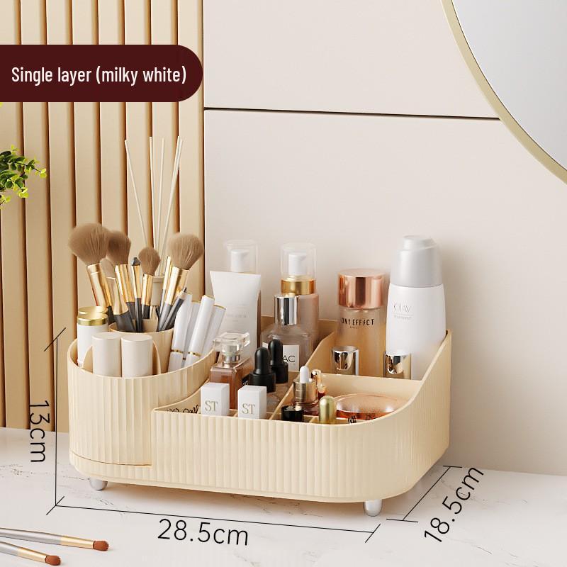 High-Capacity Cosmetic Storage Box: Dustproof Makeup and Skincare Organizer for Dormitory Dressing Table