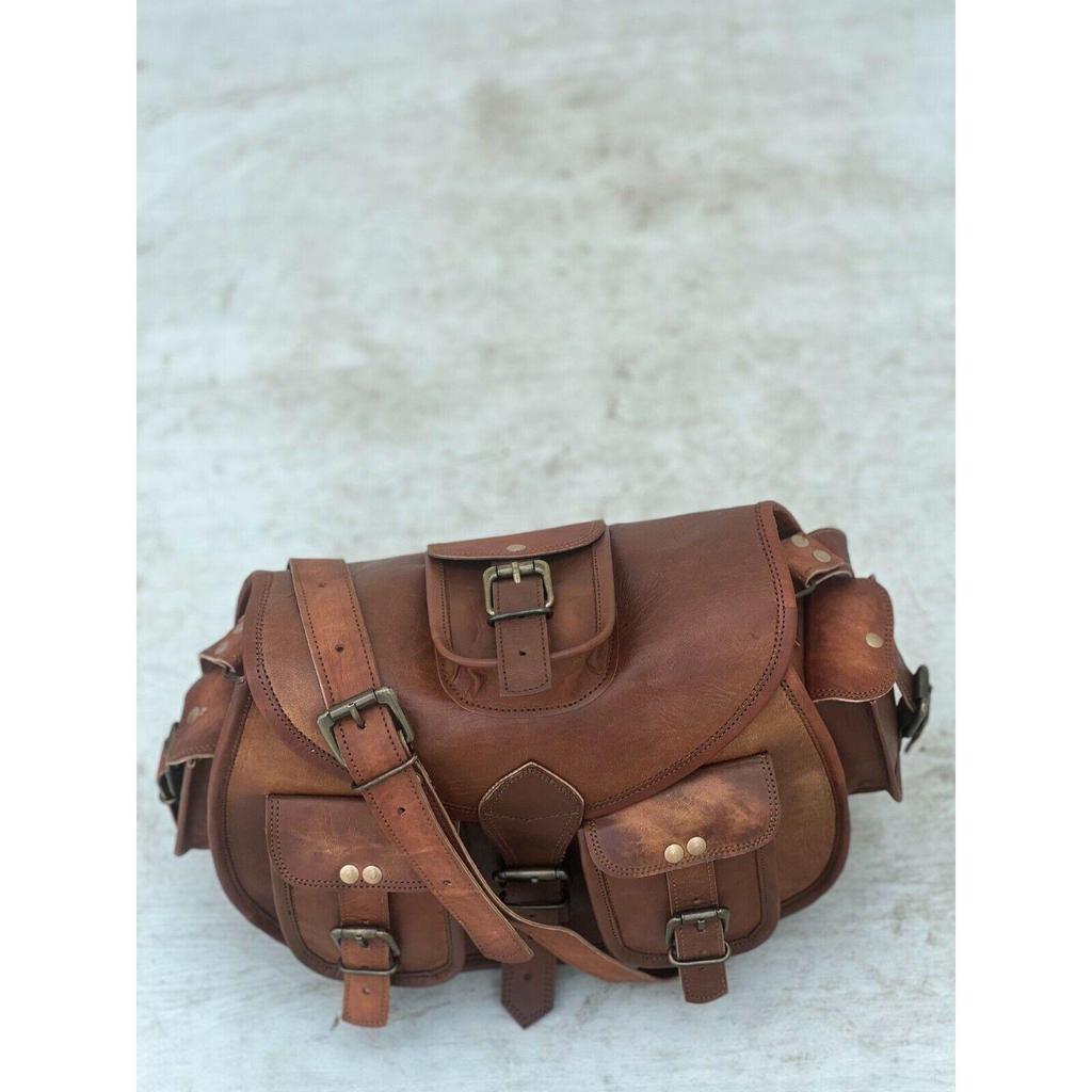 Torebka damska Vintage z wieloma kieszeniami Torebka damska na ramię z prawdziwej skóry typu crossbody