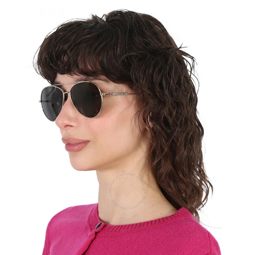 Burberry Dark Grey Pilot Ladies Sunglasses Be3147 110987 58