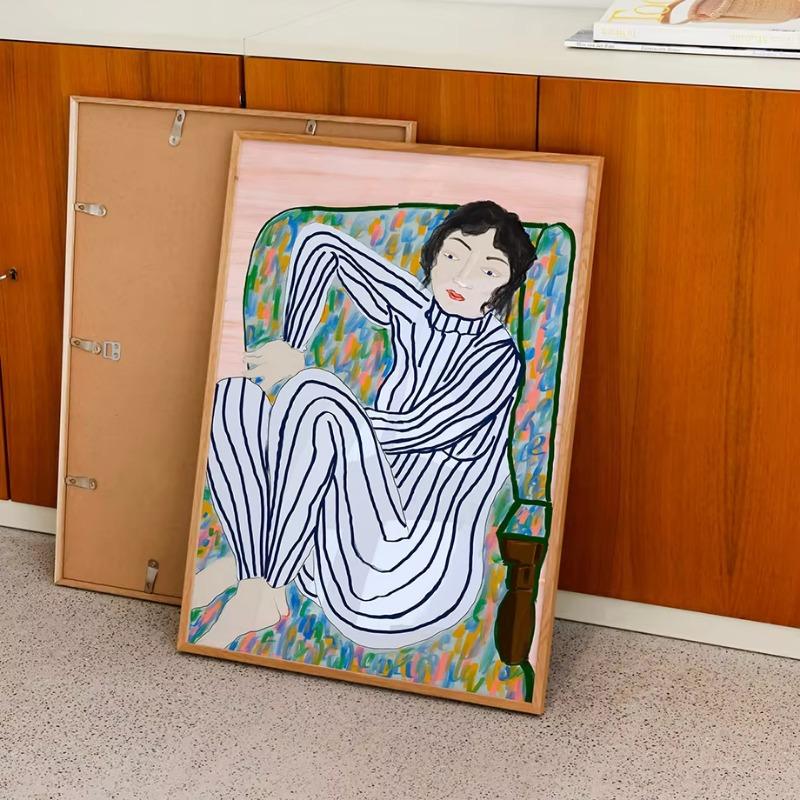 Colorful Wall Art Minimalist Abstract Figures Girl Line Landscape Wall Decoration Canvas Painting Home Living Room Bedroom Decor