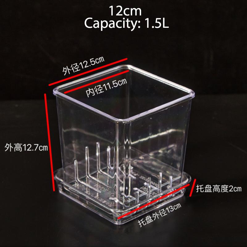 Mini Transparent Flowerpot Phalaenopsis Succulents Breathable Vase with Tray Plastic Seeding Nursery Pot for Home Window Decors