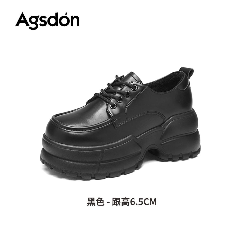 Augustine platform autumn and winter new muffin black British style small leather shoes velvet single shoes