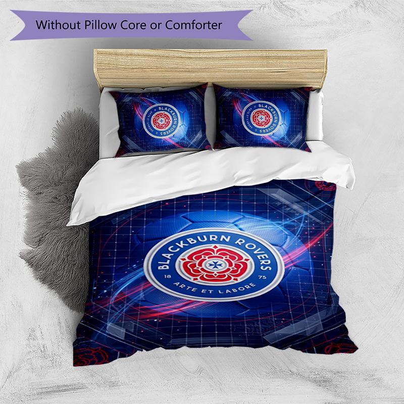 Blackburn Rovers Football Printed 3 Pieces Bedding Set, Comfortable Skin Friendly Bedroom Duvet Cover Set