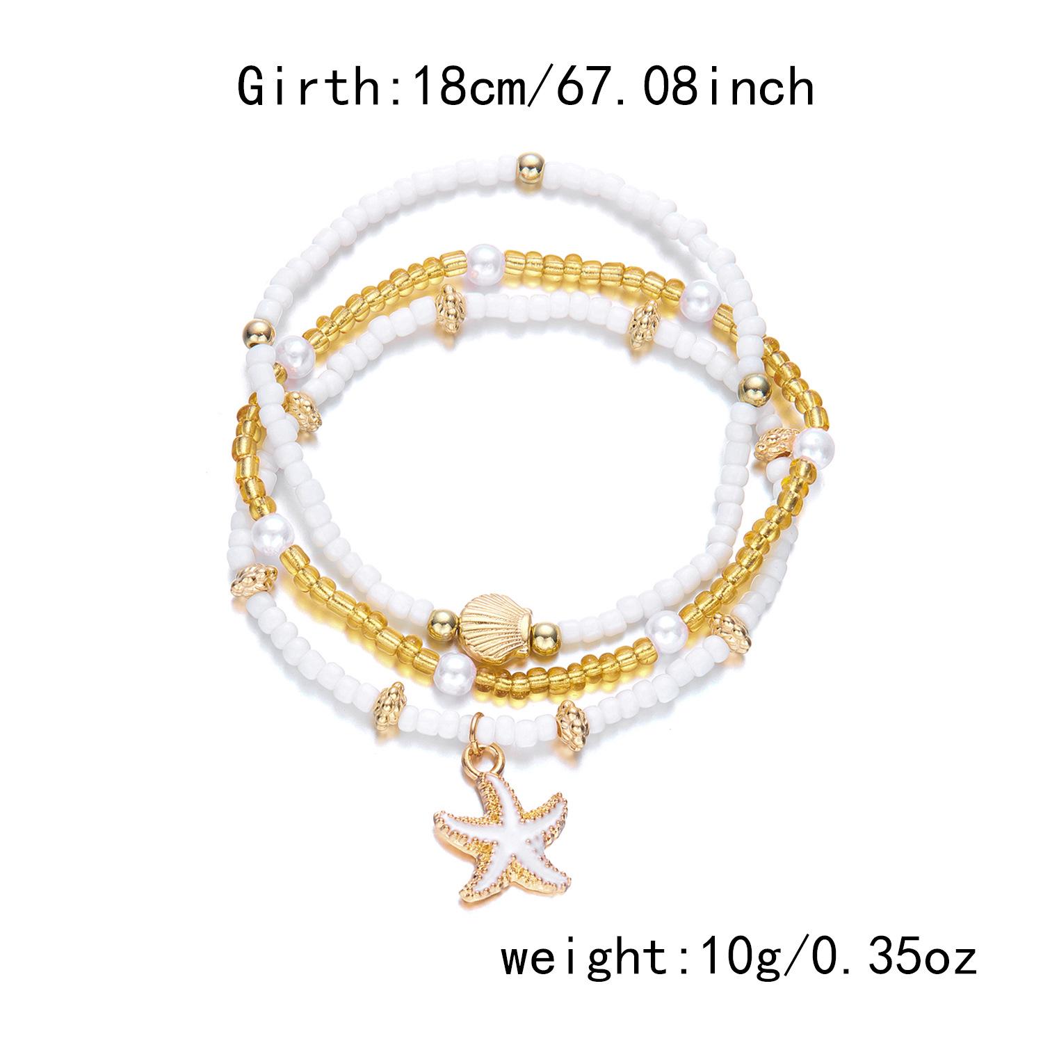

2025 Starfish Pendant Necklace & Seed Bead Ocean Style Jewelry Set with Shell - Includes Bracelet & Anklet