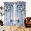 2 Pcs Blue Flower Butterfly Print Curtains,suitable for Bedroom,living Room Kitchen Decoration,home Decoration,window Decoration