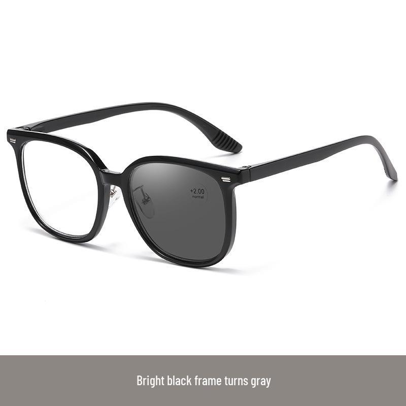 Trendy Light-Sensitive Photochromic Reading Glasses: Large Frame, Anti-Blue Light, Comfortable Single Vision Design.