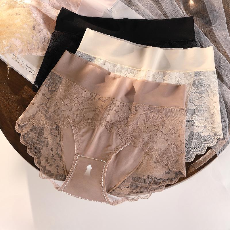 Sexy Unterwäsche für Damen, Spitze, große Größe, hohe Taille, Slip mit erweitertem Schritt, 7A, antibakteriell, dünn, keine Fettspuren, plus große Dreieckshöschen für Damen