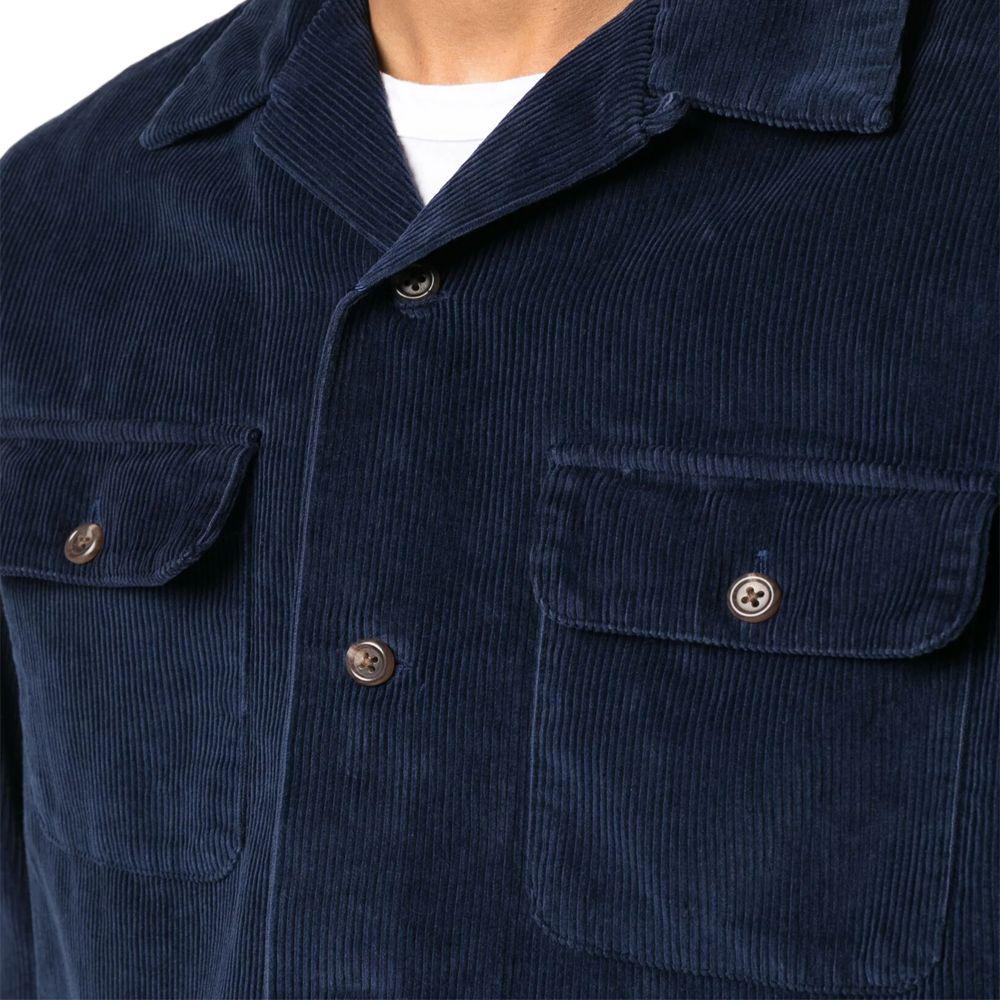 Polo Ralph Lauren Solid Color Single-Breasted Polo Collar Long Sleeve Shirt Men shirts Navy-Blue 710876980-006