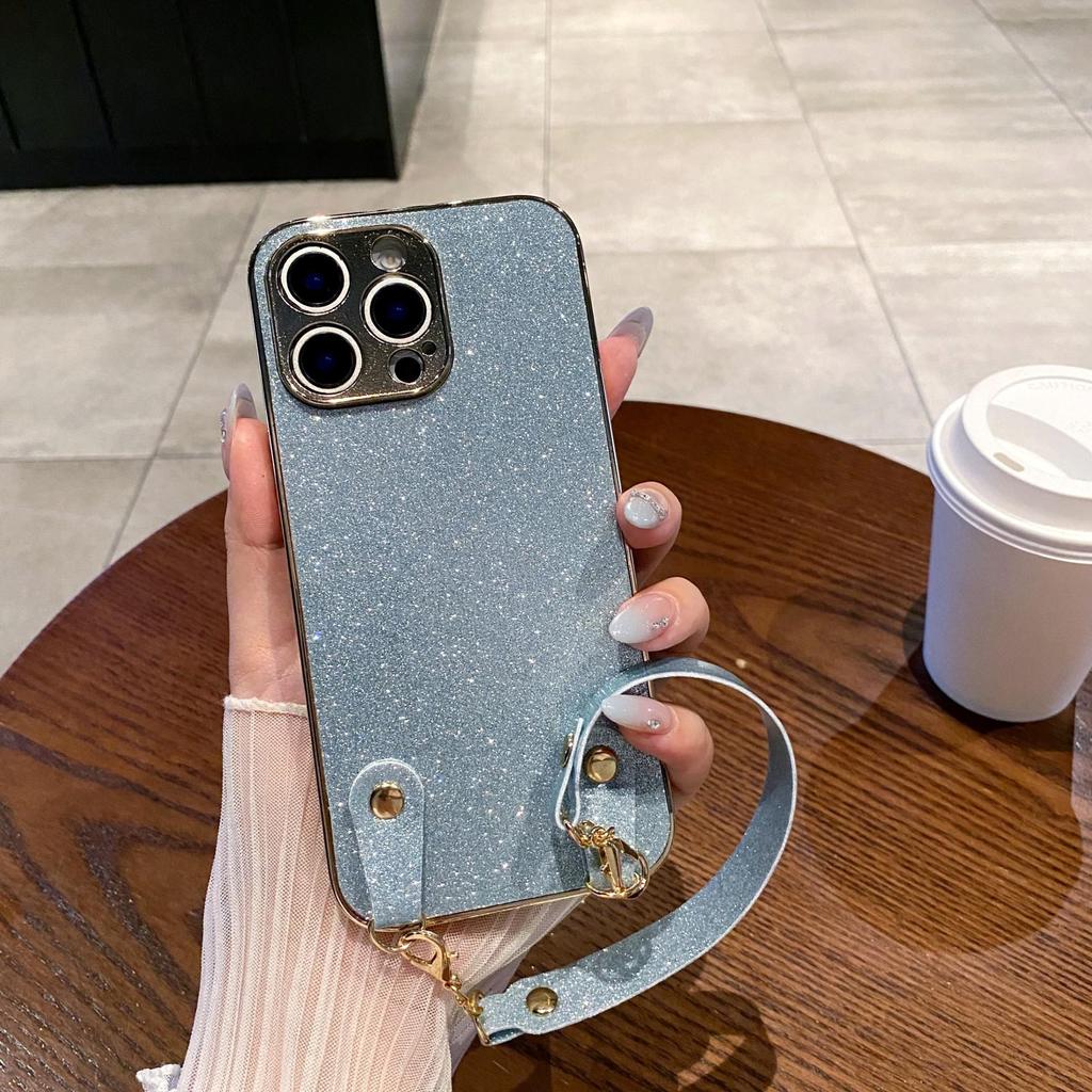 Premium Electroplated Glitter Full-Coverage iPhone 17 Case with Lanyard & Apple 15 Anti-Drop Protection