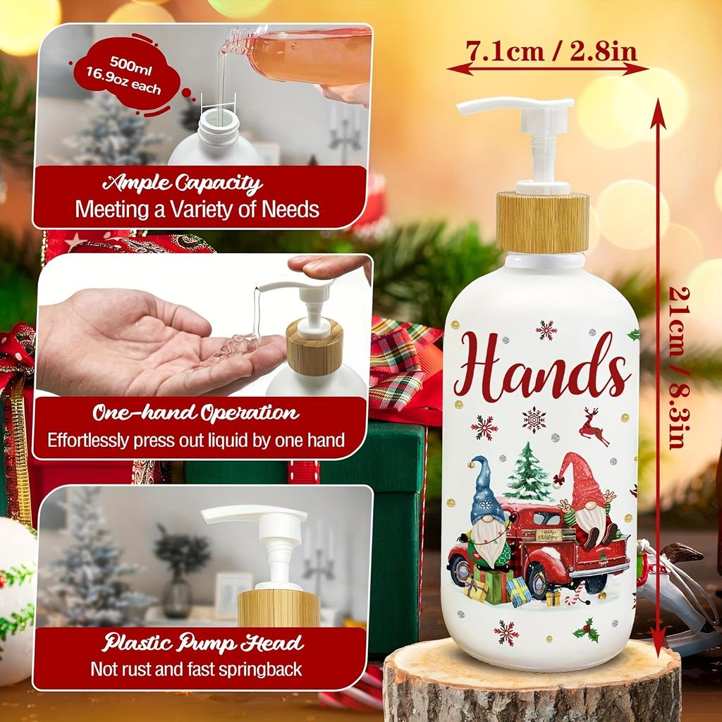 Set de 2 Dispensadores de Jabón Navideños, Decoración Navideña para Cocina, Dispensador de Jabón de Gnomos de Navidad con Bandeja para Decoraciones Interiores del Hogar