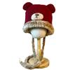 New Cute Bear Knitted Hat for Women in Autumn and Winter Warm Plus Velvet Ear Protection Hat Cold Proof Pullover Woolen Hat