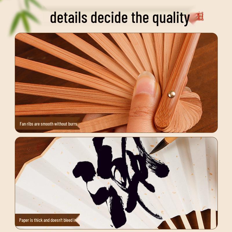 Round Xuan Paper Folding Fan for Calligraphy and Painting: Customizable Design Available