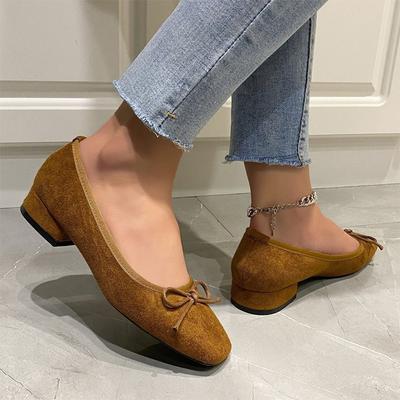 Leopard Square Toe Women Pumps Mid Heels Shoes Bow Dress Woman Sandals 2025 Cozy Heeled Shoes Walking Female Zapatillas