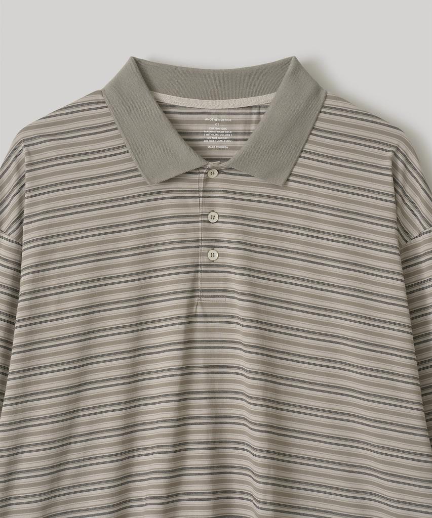 ANOTHER OFFICE Brief Stripe Rugby T (Light Khaki)