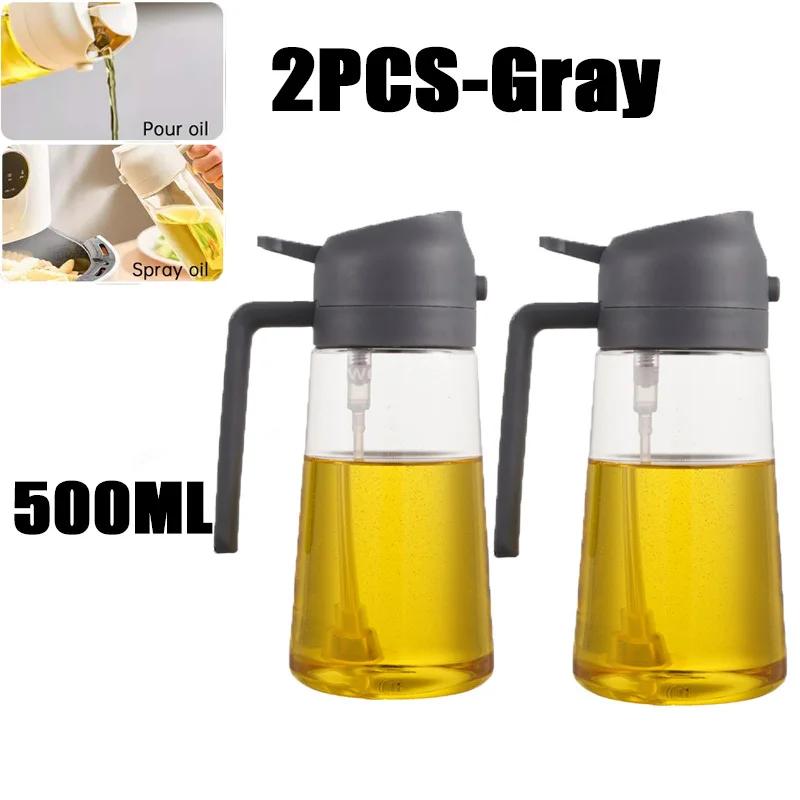2in1 Oil Sprayer Plastic Bottle for Cooking Anti-leakage Olive Oil Storage Bottle for BBQ Air Fryer Steak Salad Kitchen Supplies