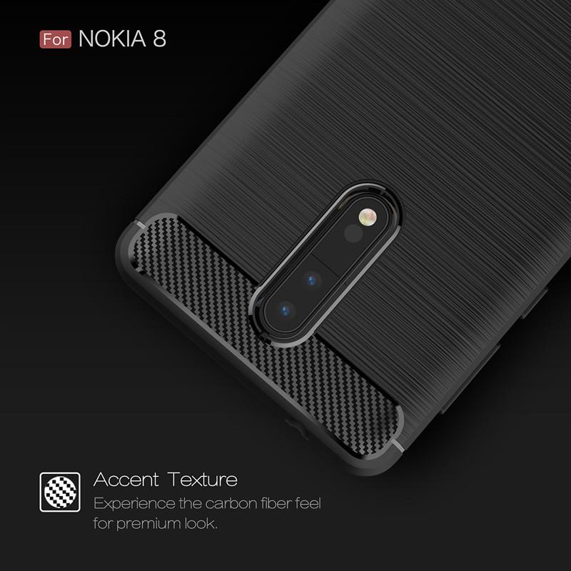 Custodia in silicone opaco per Nokia 8 TPU antiurto in fibra di carbonio morbida cover posteriore per Nokia 8 Nokia8 custodia antiurto smerigliata
