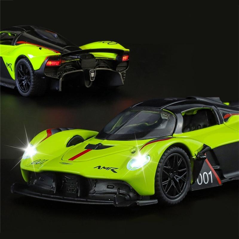 1/32 Aston Martin Valkyrie Alloy Sports Car Model Diecast Metal Racing Car Vehicles Model Sound and Light Simulation Collection Kids Toy Gift
