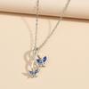 Women Faux Crystal Butterfly Hanging Drop Pendant Necklace Jewelry Accessory