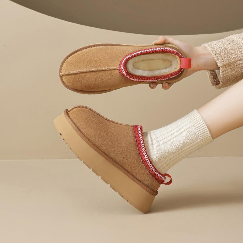 Augustus snow boots women's 2025 new winter velvet thickened low-top short boots thick-soled one-pedal cotton slippers