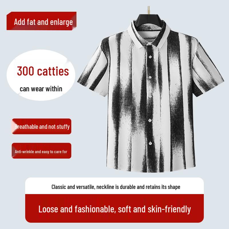 DIBINZE Men s Plus Size Striped Short Sleeve Shirt 5XL