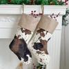 Home Decor Xmas Gift Bag Polyester Stockings Storage Bags New Cow Print Christmas Stockings  Home