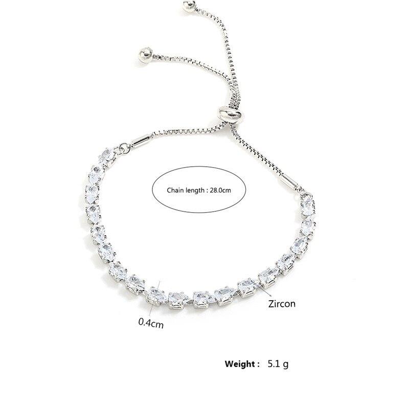 Adjustable Geometric Korean Fashion Water Drop Zirconia Crystal Bracelets Bangles for Women Party Zircon Girls Birthday Gift