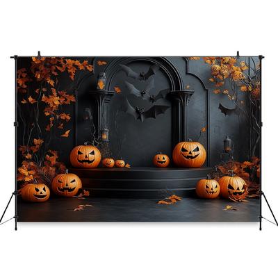 Mocsicka Halloween Backdrop For Photography Bat Black Wall Pumpkin Baby Shower Shooting Props Background Decoration Photo Studio