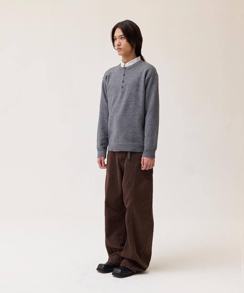 Akesi Marc Henley Neck Knit_Melange Grey