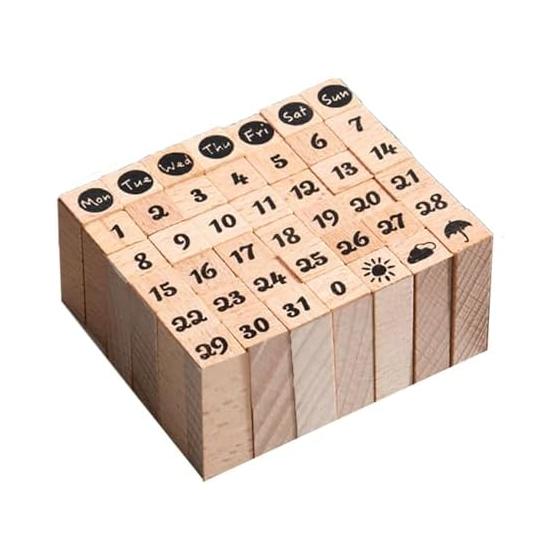Wooden Stamp Notebook Stamp Set of 42 Deco Stamp Weather Everyday Stamp Number Stamp Weather Small DIY Craft Seal Stamp Everyday DIY Craft Stamp Set
