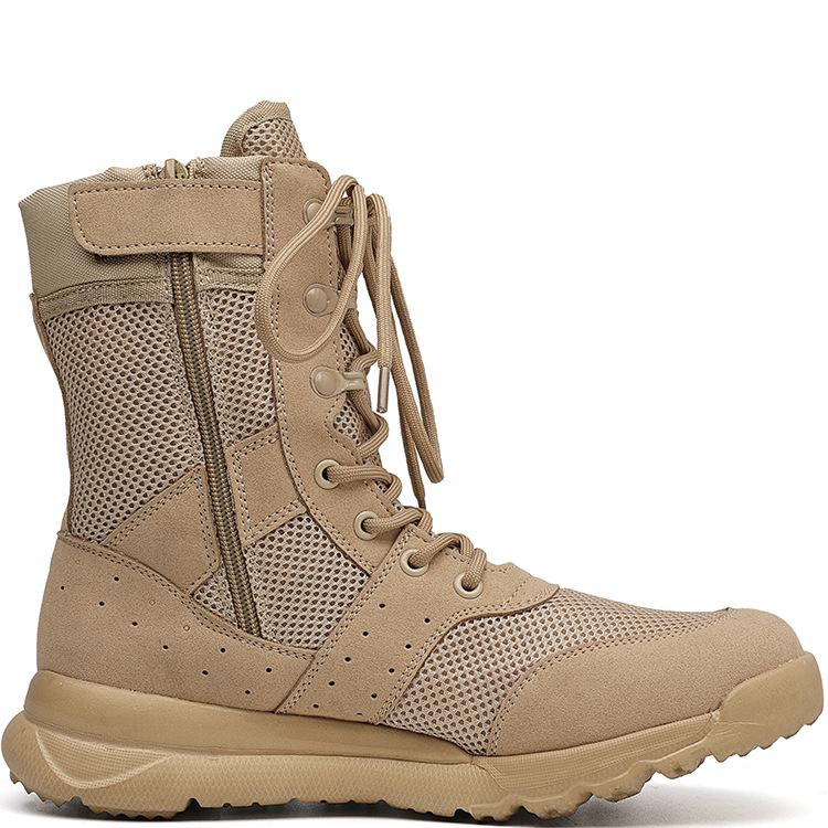 Summer men's breathable combat boots high-top tactical desert boots side zipper women's outdoor boots