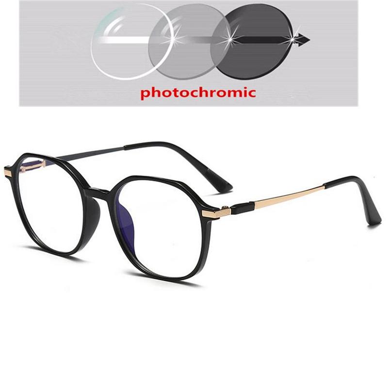 Transparent Pink Frame Polygon Minus Lens Prescription Eyeglasses Women Men  Short-Sight  Eyewear 0 -0.5 -0.75 To -6.0