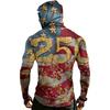 Men's Casual Raglan Sleeve Hooded Long Sleeve Sun Protection Shirt with Graphic Print Lightweight Breathable Fabric for Outdoor Activities