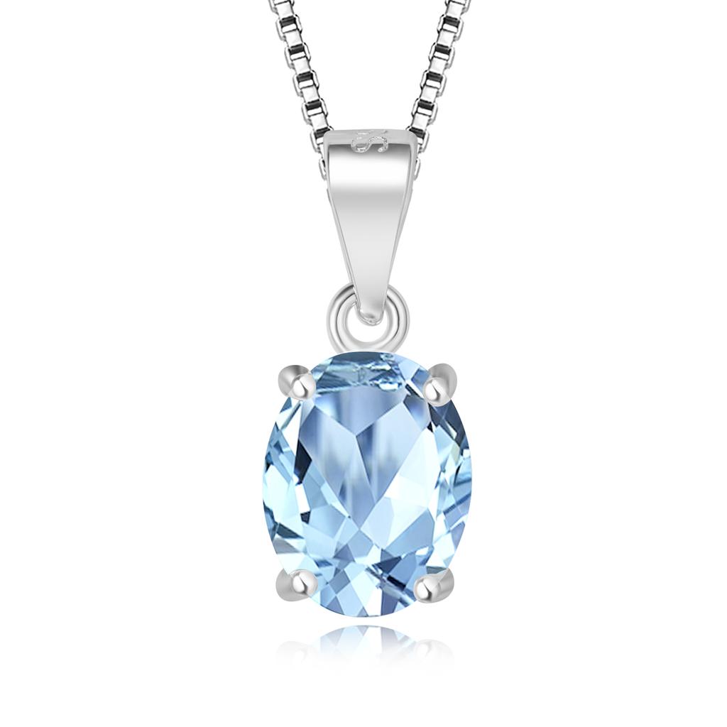 Potiy Oval 2,22 ct Granat Citrin Himmelblauer Topas Amethyst Anhänger Halskette Ohne Kette 925 Sterlingsilber Kupfer Täglich Geburtssteine Frauen