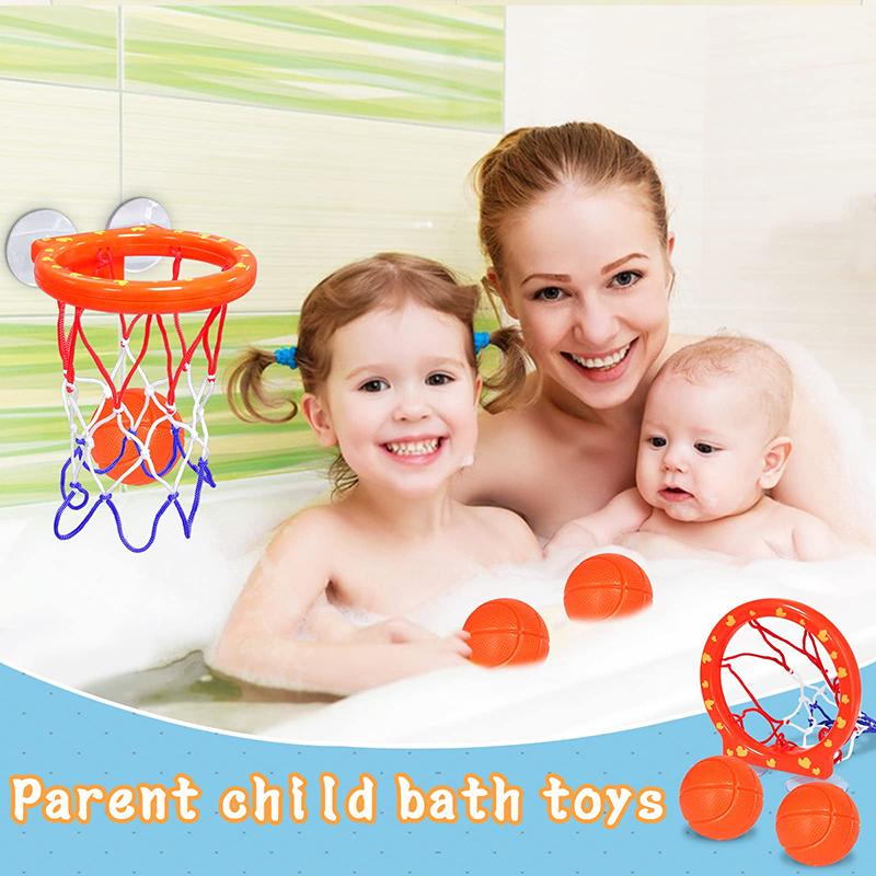 Fun Basketball Hoop Balls Playset Boys Girls Bath Toys Bathtub 3 Balls Set Strong Suction Cup Bathroom Game for Kids Toddlers