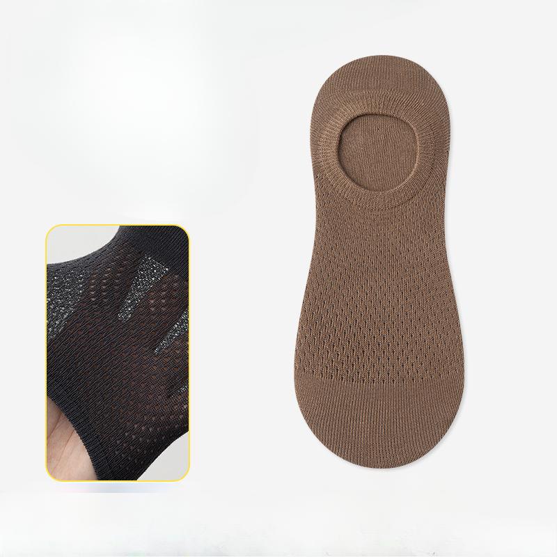 

Мужские летние тонкие стильные дышащие впитывающие пот носки из чистого хлопка с сеткой и дезодорантом невидимые носки 1 pair кофейный