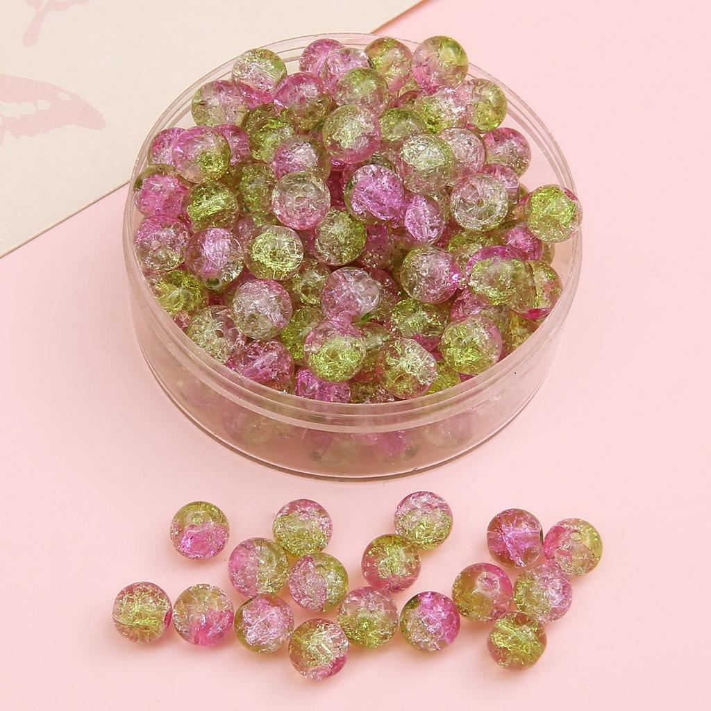 Perline di Vetro Crackle da 8/10mm per Gioielli Fai da Te - Perline Rotonde per Braccialetti e Collane