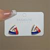 Hollow Triangle Contrast Color Stud Earrings for Women Statement New Trendy Enamel Glaze Geometric Brincos Party Jewelry