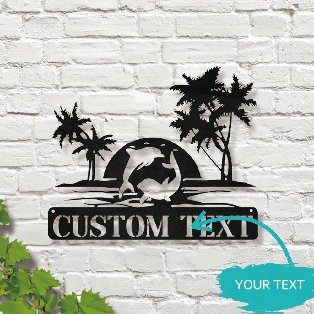Personalized Metal Dolphin Sign Couple Names Beach Home Gift Wall Sculpture
