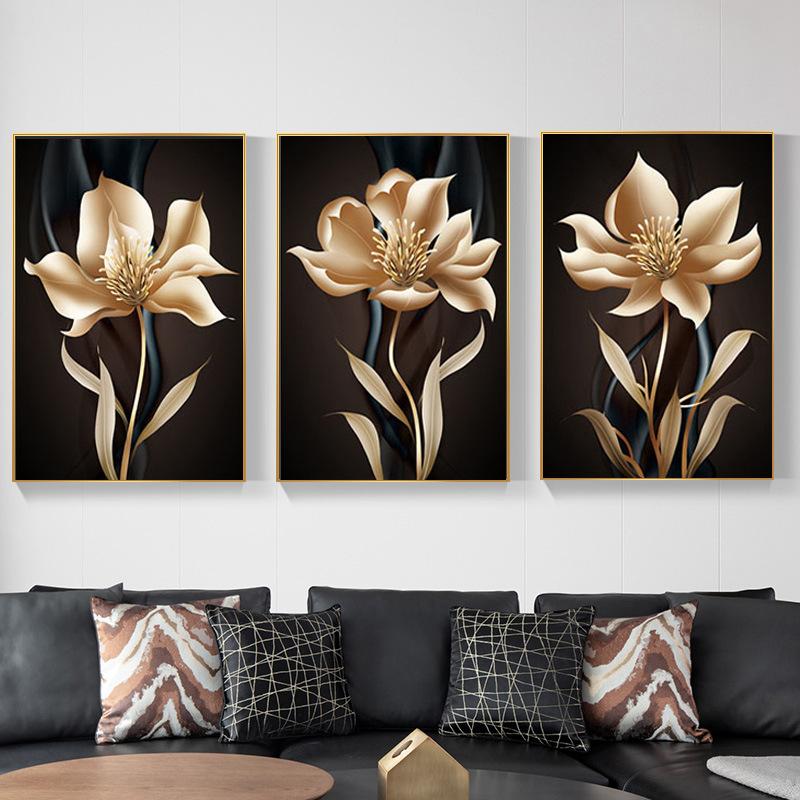 

Абстрактный черный золотой цветок роскошный постер скандинавское искусство растительный лист холст картина современная настенная картина для гостиной домашний декор 20x30cm