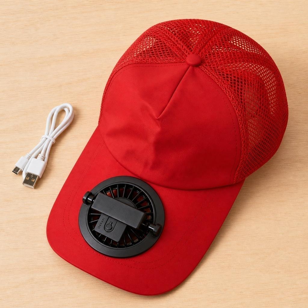 Summer USB Rechargeable Fan Hat Adjustable Outdoor Baseball Cap with Three-Speed Fan for Adult Men and Women Sun Protection Breathable Mesh