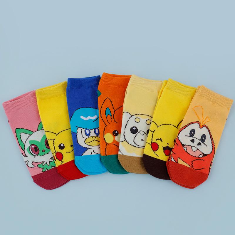 6 paar willekeurige combinatie grappige cartoon anime Pok é mon patroon heren crew sokken comfortabel en zacht koppel casual sokken