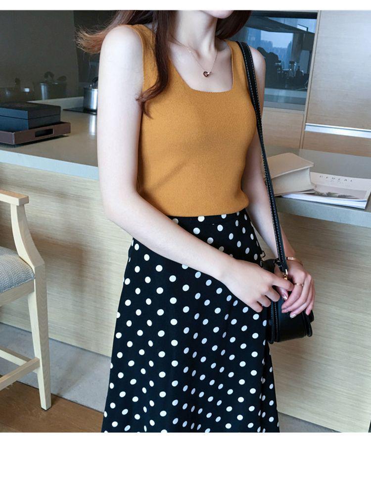 Women's Summer Sleeveless Black Knit Tank Top - Sexy Base Layer & Trendy Outerwear