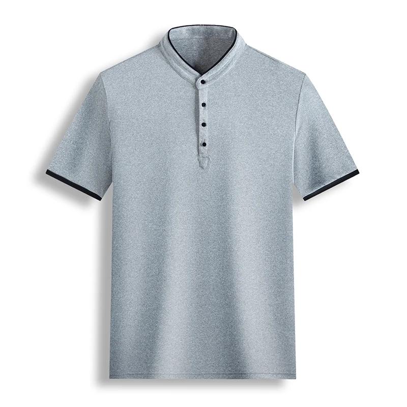 2026 Men's Casual and Fashionable Solid Color Short Sleeved Stand Up Collar T-shirt Summer Versatile and Comfortable Top