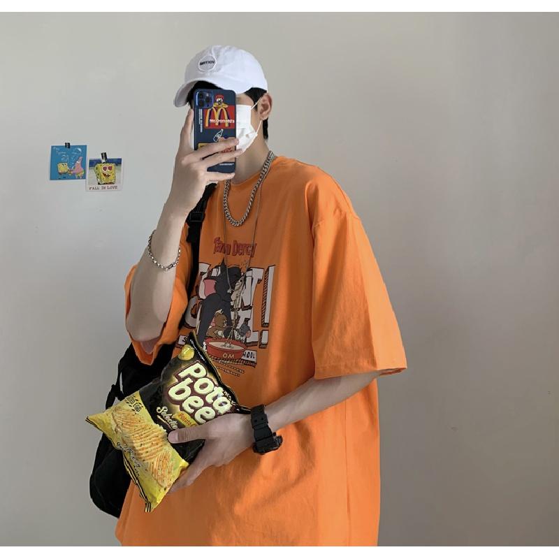 Men Short Sleeve T-Shirts Letter Graphic Print Half Sleeve Tshirts Pullover T-shirt Casual Tee Man Korean Casual Round Neck Retro Tops For