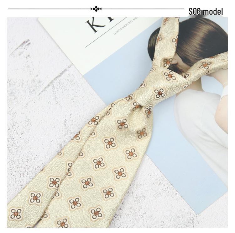 Maillard Style 8CM Retro Beige Coffee Champagne Tie - Korean Casual and Formal Fashion for Men