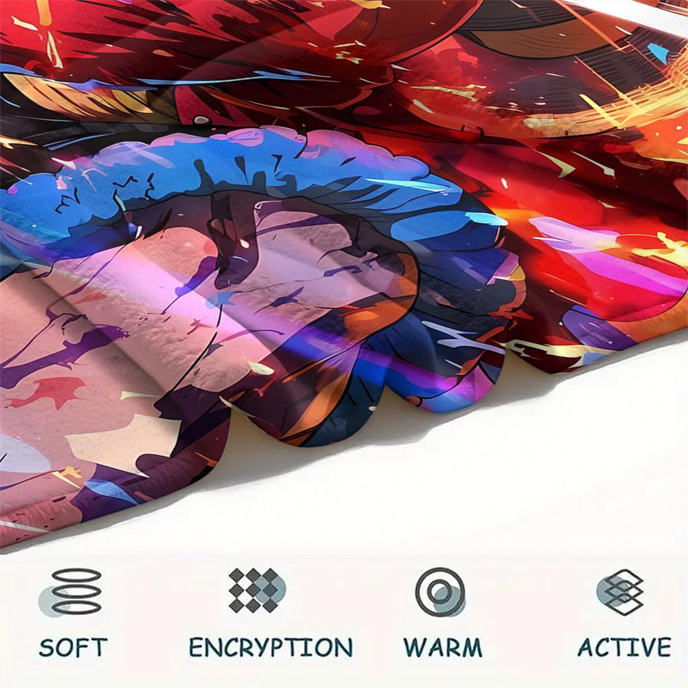 1Pc Luffy Print Flannel Blanket, High quality Comfortable for All Seasons, Home Decor, Warmth and Comfort, Perfect for Gifts