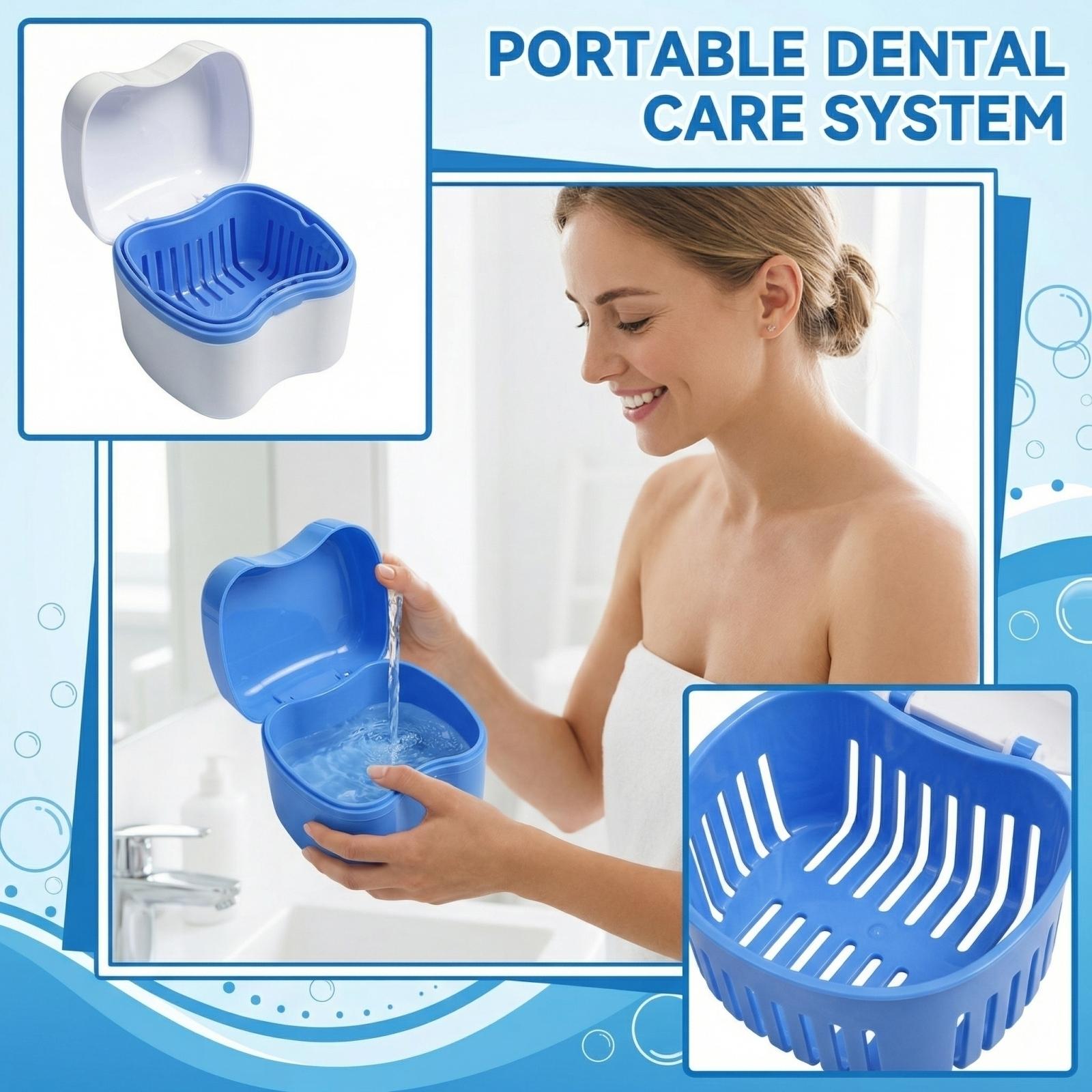

Portable Braces Cleaning Box Denture Cleaner Portable Teeth Box One Size синий