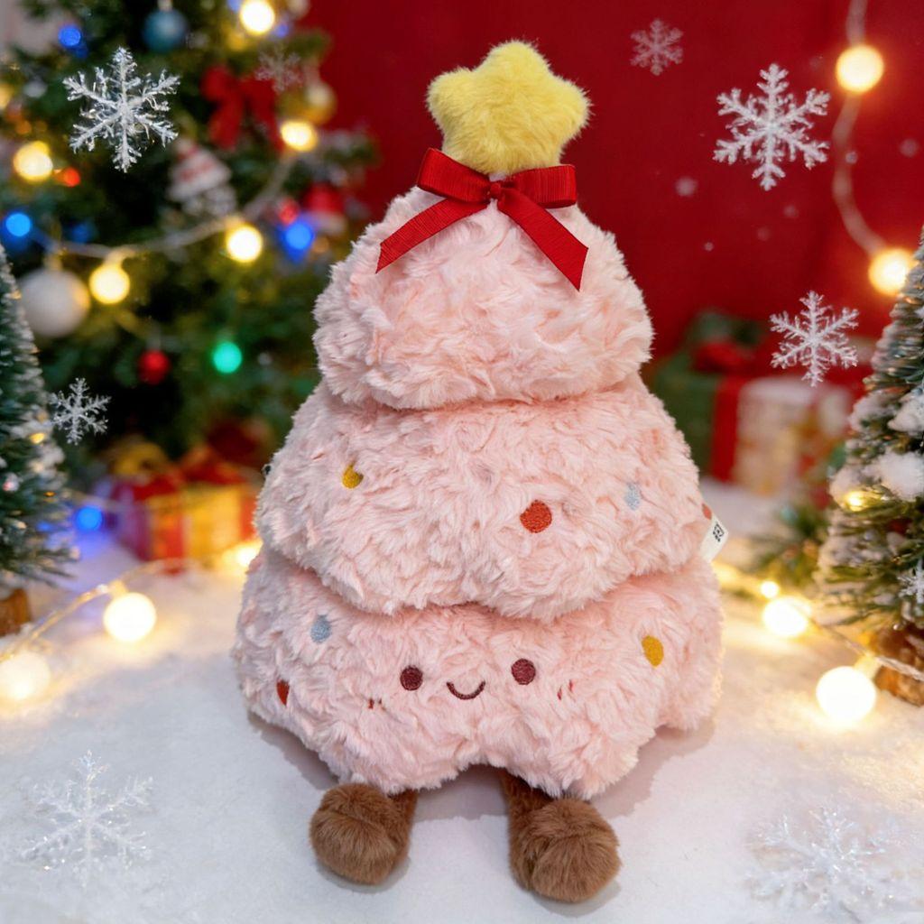 Söt Nalle och Julgran Gosedjursdocka Med PP-bomullsfyllning För Julklappsutdelning Och Barnrumsinredning