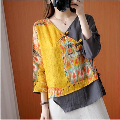 Plus Size Cotton Linen Women Summer T-shirt