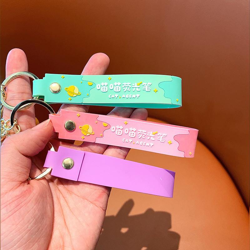Fluorescent Pen Multifunctional Keychain Cute Cartoon Key Accessory For Gifts